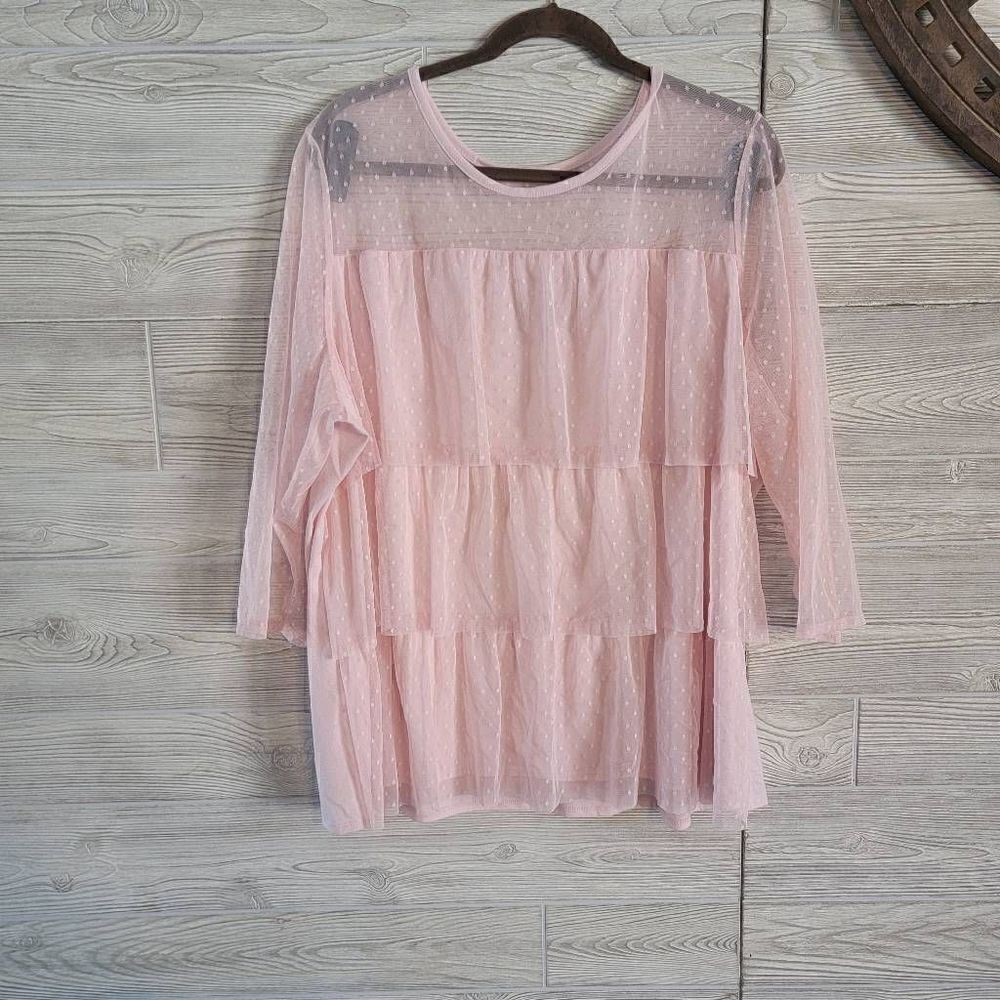 Lane Bryant Lace Ruffle Blouse Sz 22/24Top Valentines Plus Size